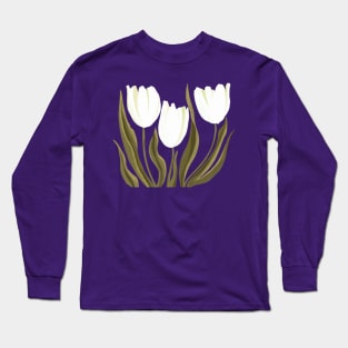 White Tulip Flowers Long Sleeve T-Shirt